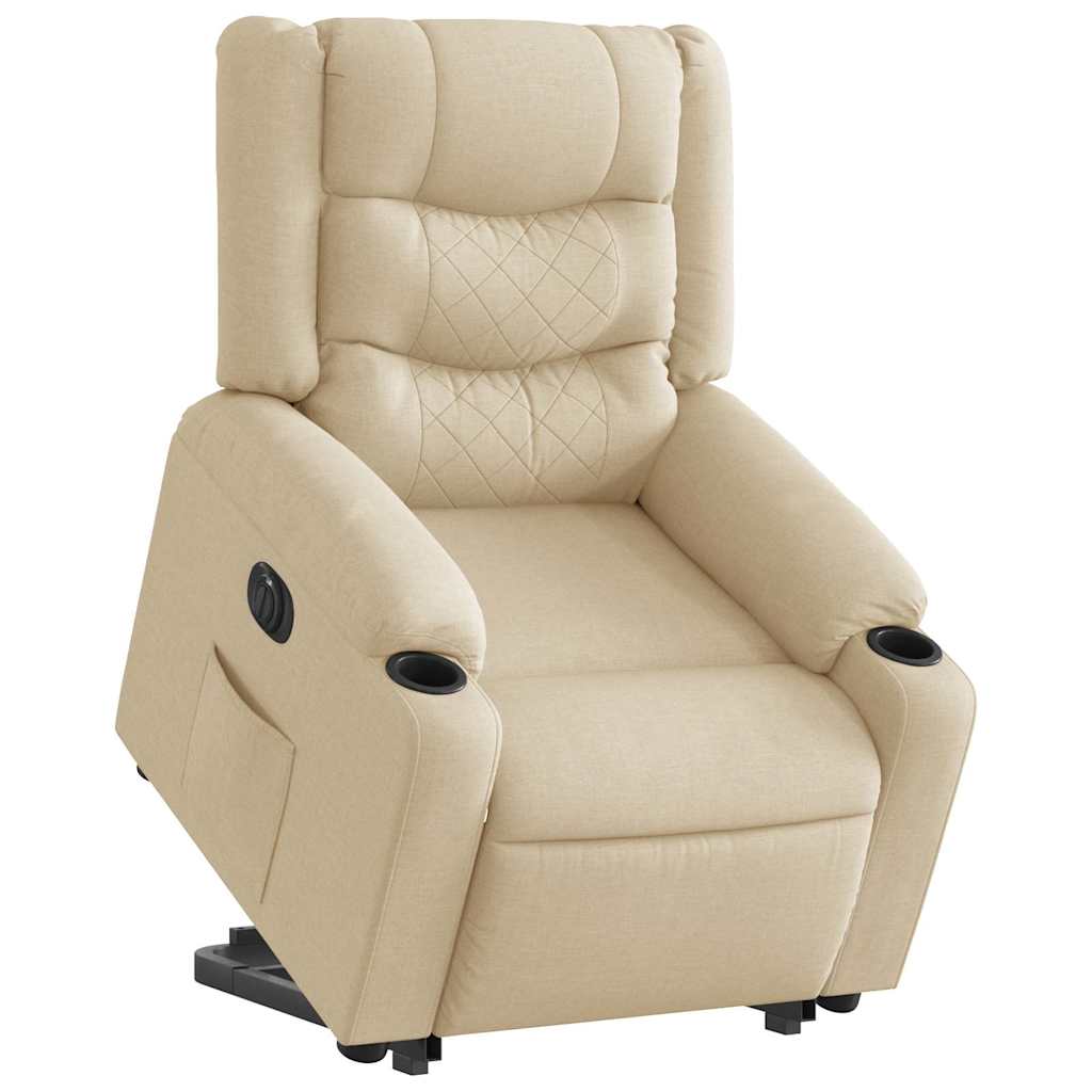 Zvedací Polohovací Křeslo Krémové Textil Krémová