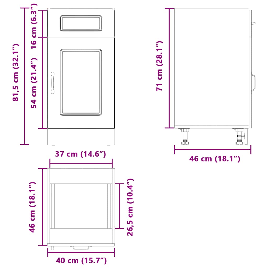 Kuchyňská Spodní Skříňka "Kalmar" Kompozitní Hnědý Dub