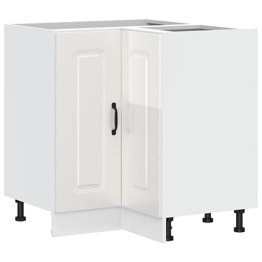 Kuchyňská Rohová Skříňka "Kalmar" Lesk Bílá Kompozitní Bílá S Vysokým Leskem