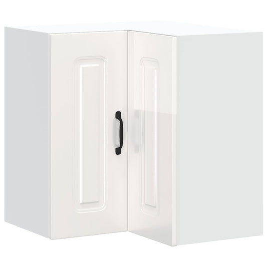 Kuchyňská Nástěnná Rohová Skříňka "Kalmar" Lesk Bílá Kompozitní Bílá S Vysokým Leskem