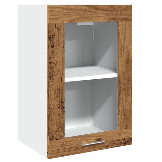 Závěsná Prosklená Skříňka Old Wood 40X31X60 Cm Kompozitní Dřevo Staré Dřevo