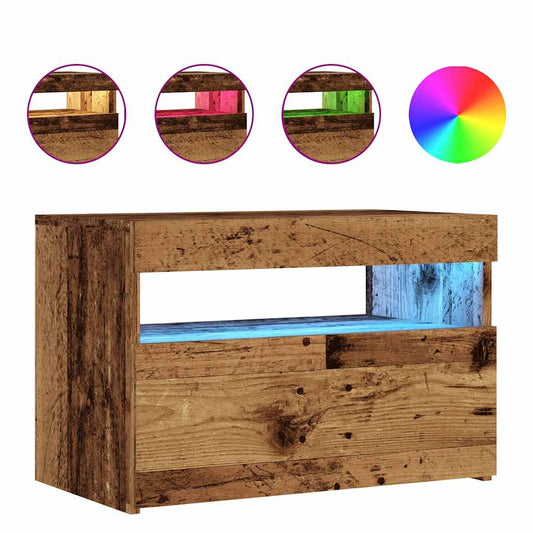 Tv Stolek S Led Old Wood 60 X 35 X 40 Cm Kompozitní Dřevo