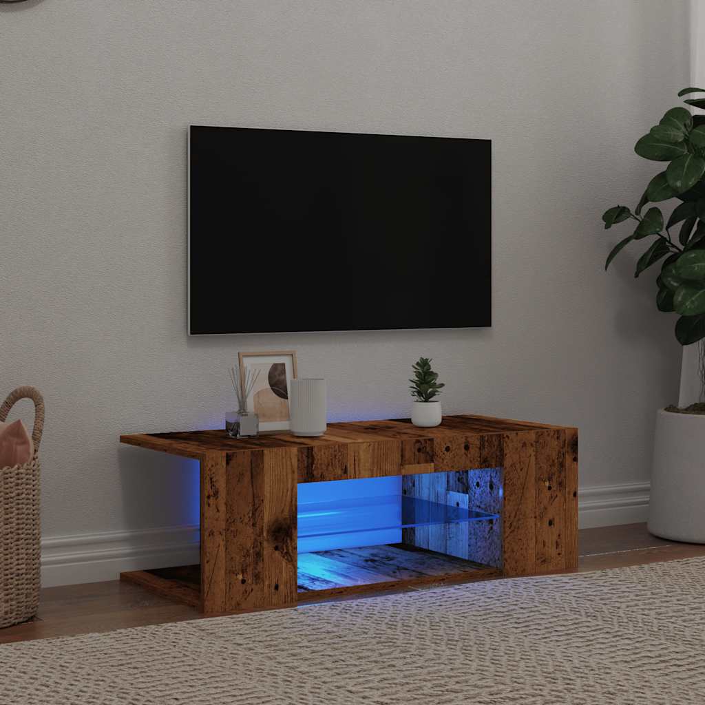 Tv Skříňka S Led Osvětlením Černá 90 X 39 X 30 Cm