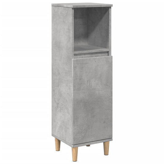 Koupelnová Skříňka Betonově Šedá 30X30X100 Cm Kompozitní Dřevo Černá