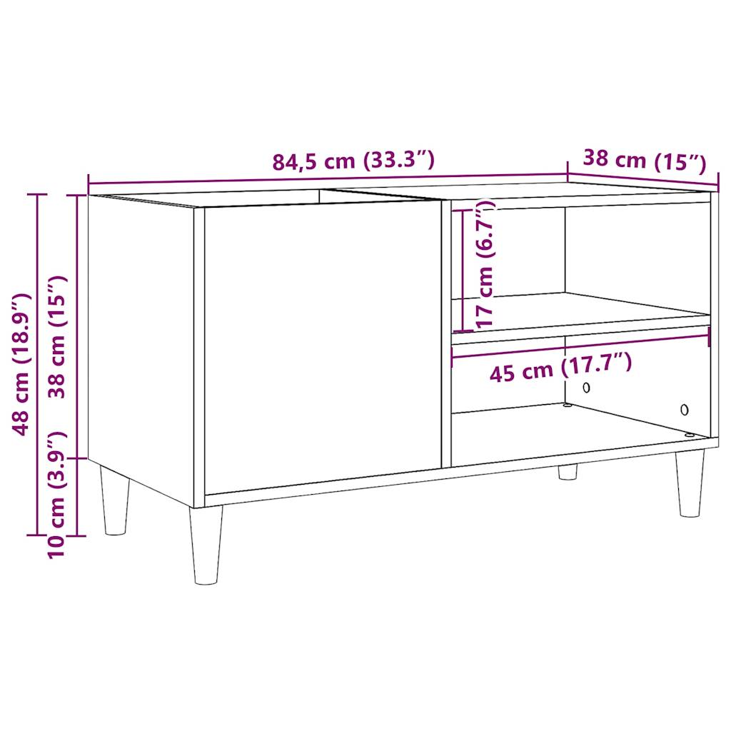 Skříňka Na Lp Desky Old Wood 84,5 X 38 X 48 Cm Kompozitní Dřevo