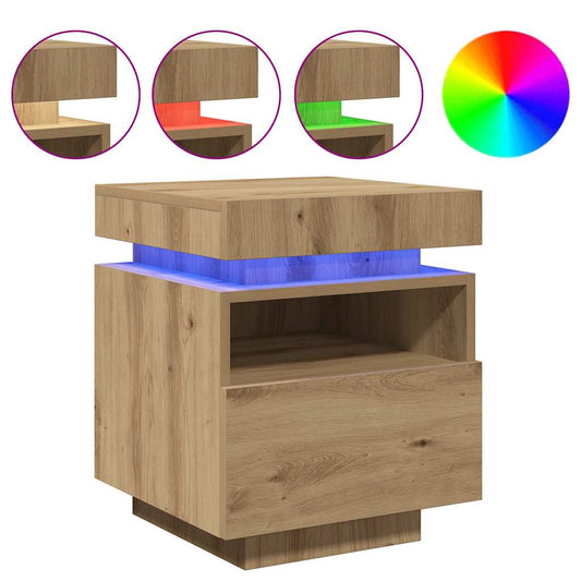 Noční Stolky S Led Osvětlením 2 Ks Dub Artisan 40X39X48,5 Cm