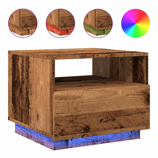 Konferenční Stolek S Led Osvětlením Old Wood 50 X 49 X 40 Cm