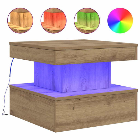 Konferenční Stolek S Led Osvětlením Dub Artisan 50 X 50 X 40 Cm