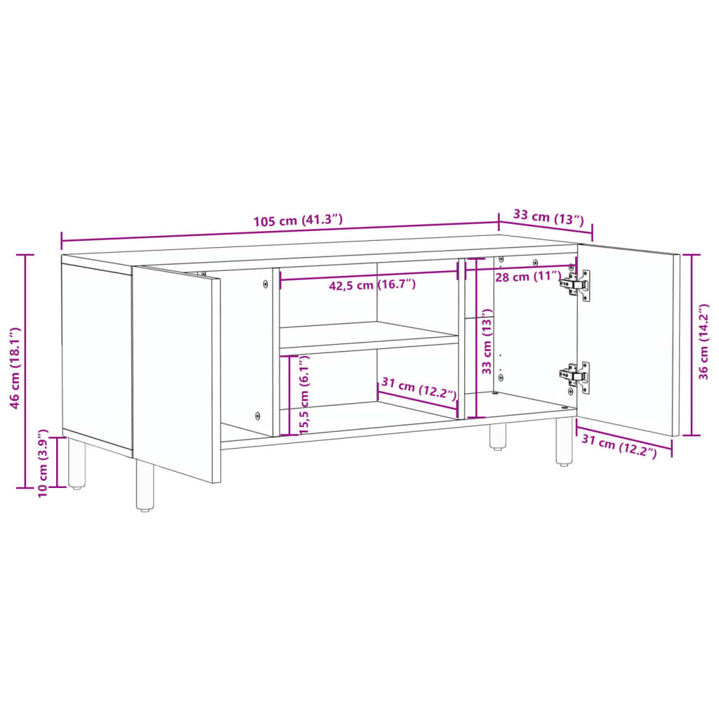 Tv Skříňka Černá 105 X 33 X 46 Cm Kompozitní Dřevo Hnědý Dub