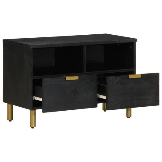 Tv Skříňka Černá 70 X 33 X 46 Cm Kompozitní Dřevo Hnědý Dub