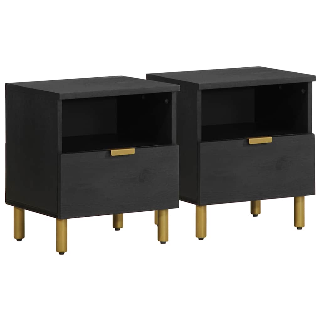 Noční Stolek Černý 40 X 33 X 46 Cm Kompozitní Dřevo