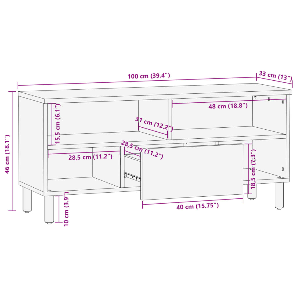 Tv Skříňka Černá 100 X 33 X 46 Cm Kompozitní Dřevo Hnědý Dub