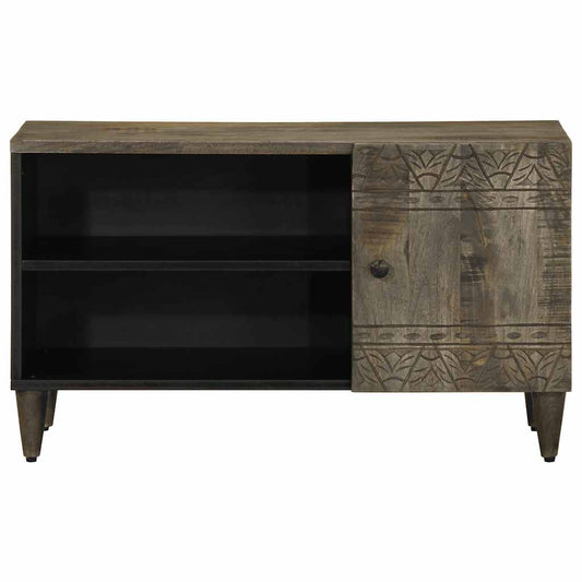 Tv Cabinet Světle Šedá 80X31,5X46 Cm Masivní Mangovníkové Dřevo Modrá