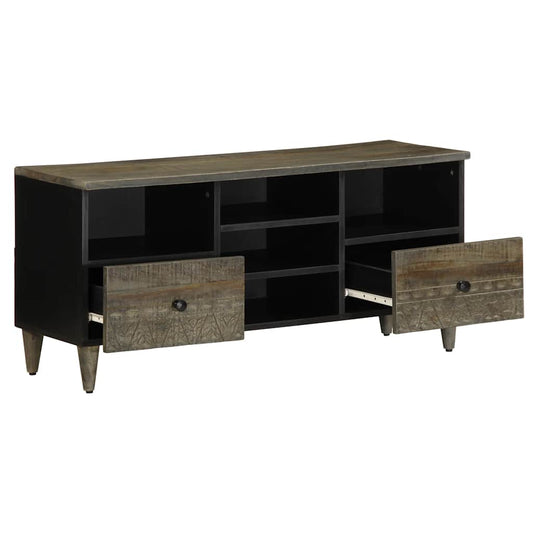 Tv Skříňka Černá 100 X 33 X 46 Cm Masivní Mangovníkové Dřevo