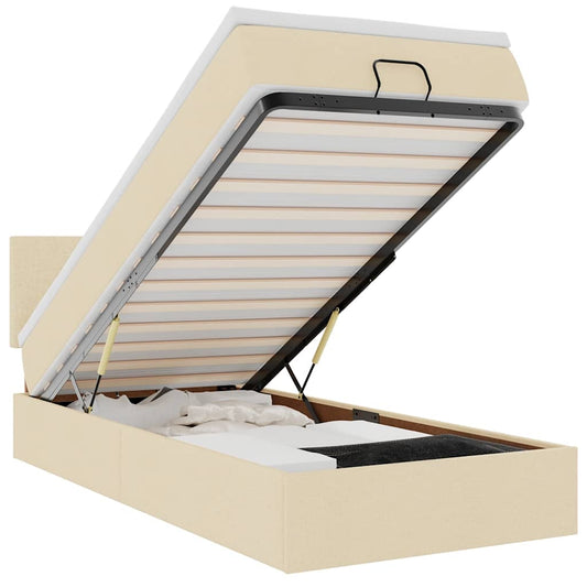 Osmanský Rám Postele S Matrací Krémově 80X200Cm Textil Krémová