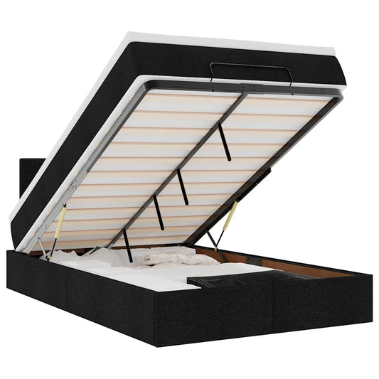 Osmanský Postel S Matrací Černá Textil Černá