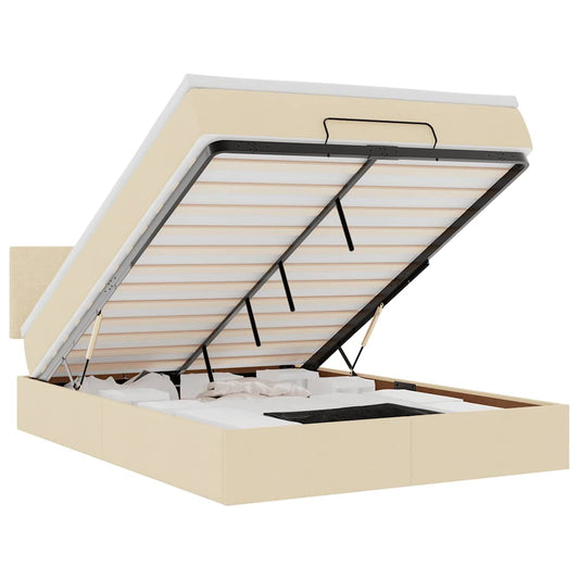 Osmanská Postel S Matrací & Leds Cream Látka Krémová