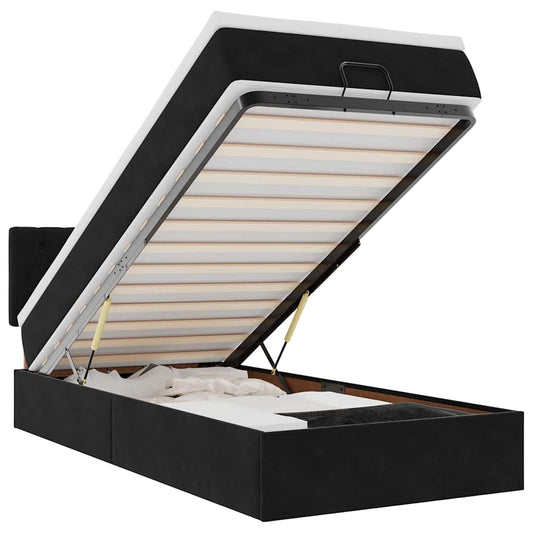 Osmanský Rám Postele S Matrací Černá 100X200Cm Samet Černá