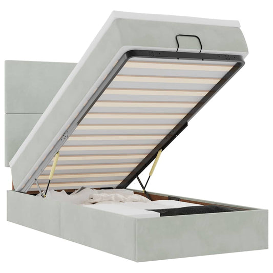 Osmanský Rám Postele S Matracemi 80X200Cm Samet Světle Šedá