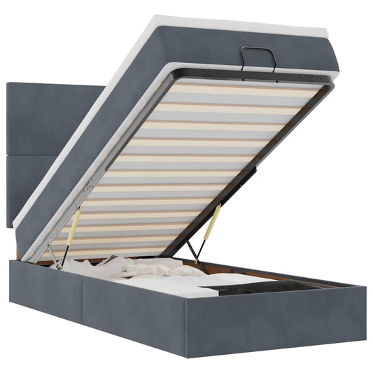 Osmanský Rám Postele S Matracemi 100X200Cm Samet Tmavě Šedá