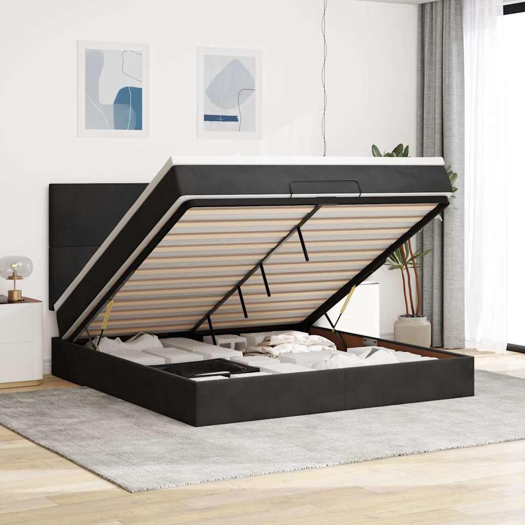 Osmanský Rám Postele S Matracemi 100X200Cm Samet Tmavě Šedá