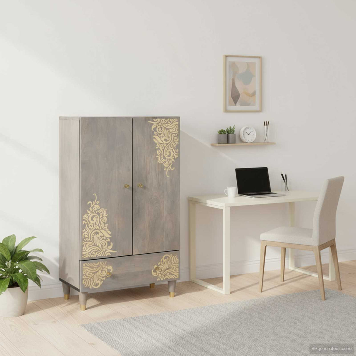 Vysoký Bufet Hnědá 60 X 33 X 100 Cm Masivní Mangové Dřevo
