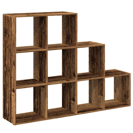 Knihovna/Dělící Stěna 3Patrová Old Wood 137,5X29X103,5 Cm Staré Dřevo