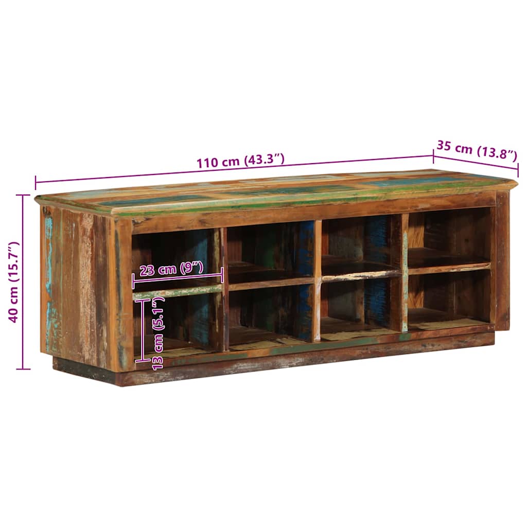 Skříň Na Obuv Hnědá 110 X 35 X 40 Cm Masivní Obnovované Dřevo