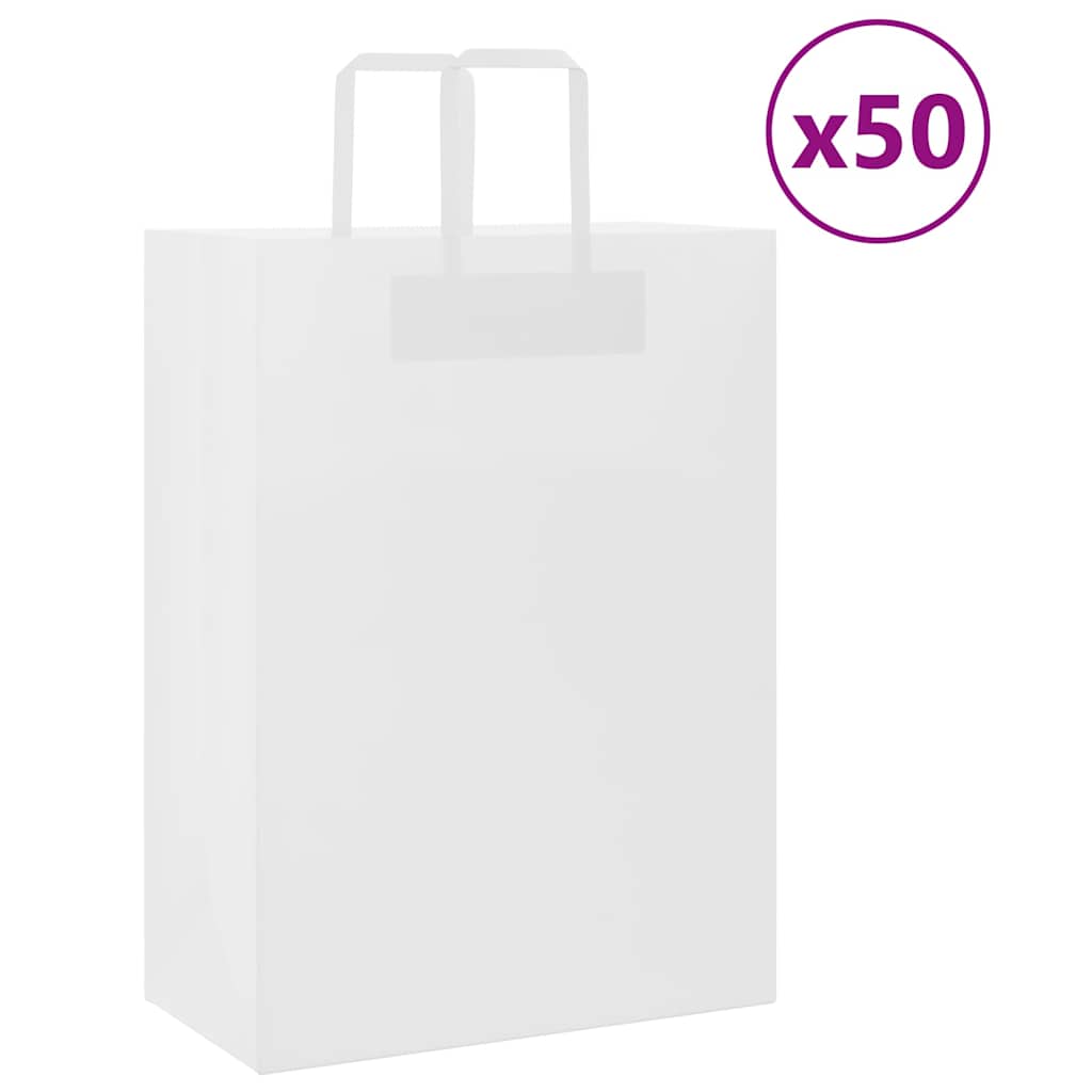 Papírové Tašky 250 Ks S Uchy Bílá