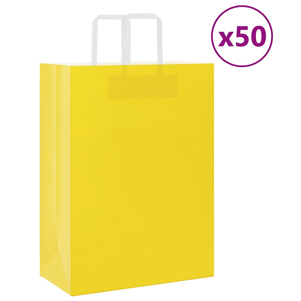 Papírové Tašky 50 Ks S Uchy Žlutá