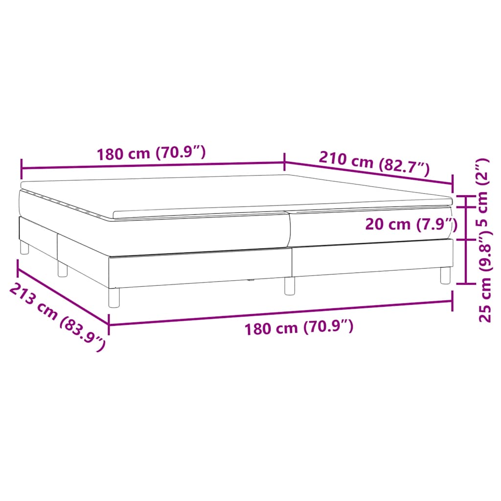 Box Spring Postel S Matrací Tmavě Šedá 180X210 Cm Samet