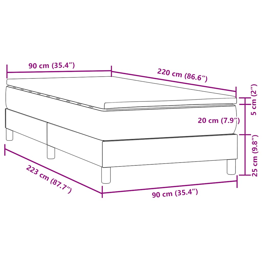 Box Spring Postel S Matrací Samet Světle Šedá
