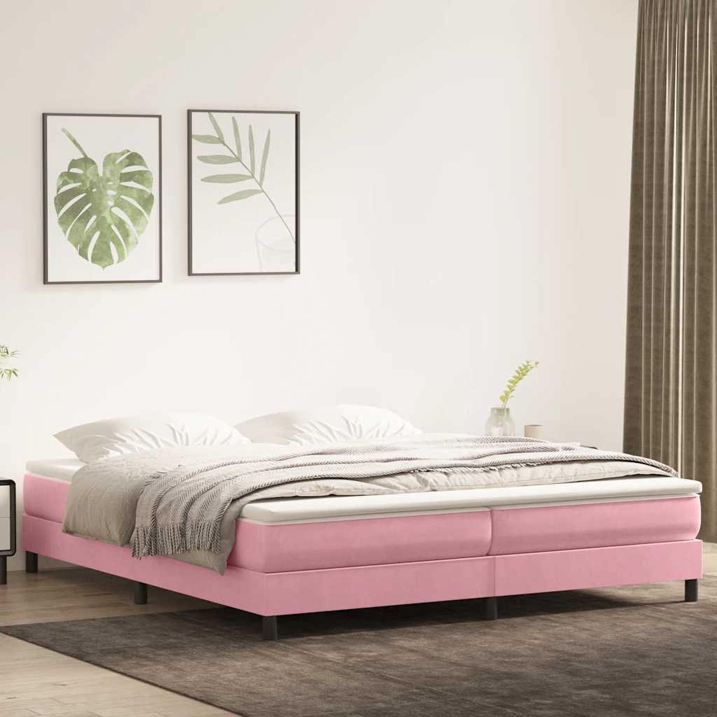 Box Spring Postel S Matrací Samet Růžová