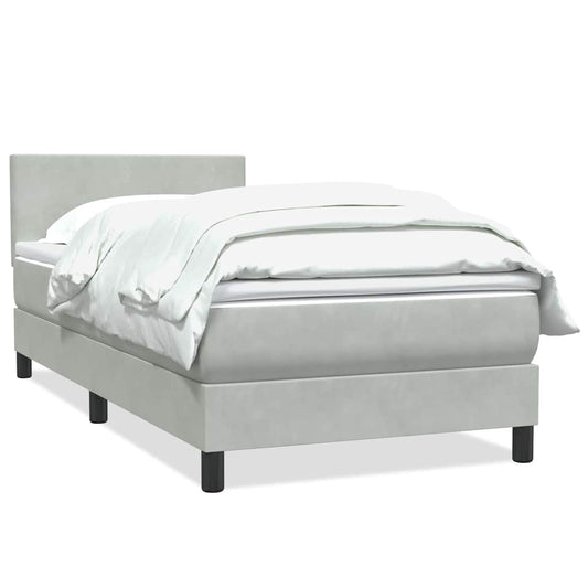 Box Spring Postel S Matrací Samet Světle Šedá