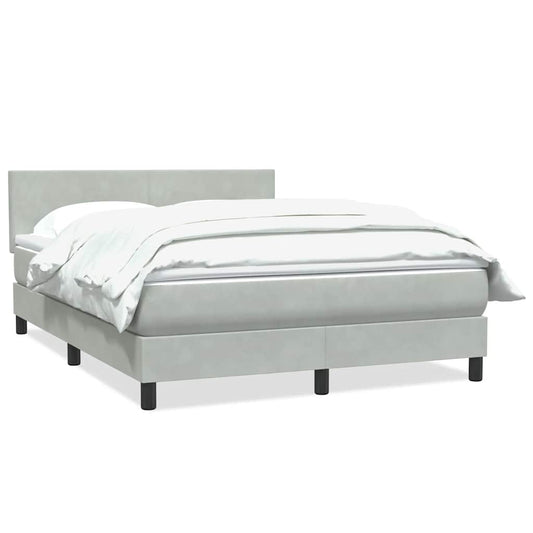 Box Spring Postel S Matrací Samet Světle Šedá