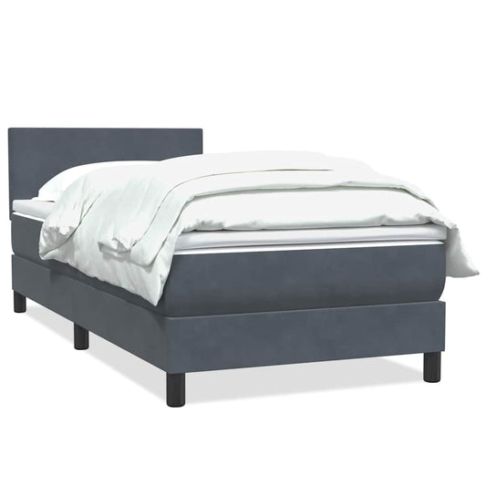 Box Spring Postel S Matrací Samet Tmavě Šedá