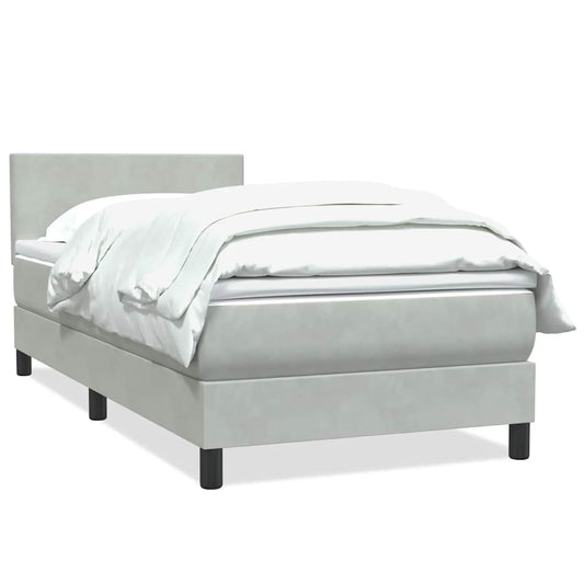 Box Spring Postel S Matrací Samet Světle Šedá