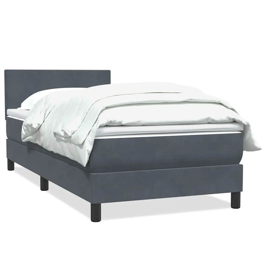 Box Spring Postel S Matrací Samet Tmavě Šedá