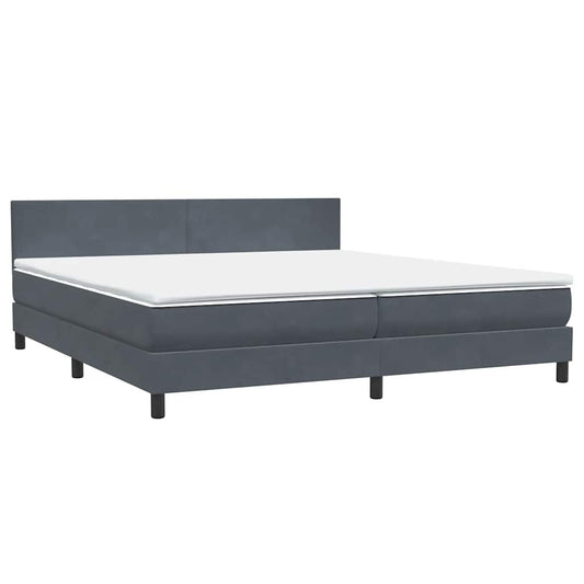 Box Spring Postel S Matrací Samet Tmavě Šedá