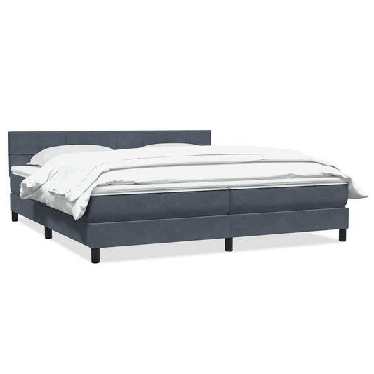 Box Spring Postel S Matrací Samet Tmavě Šedá