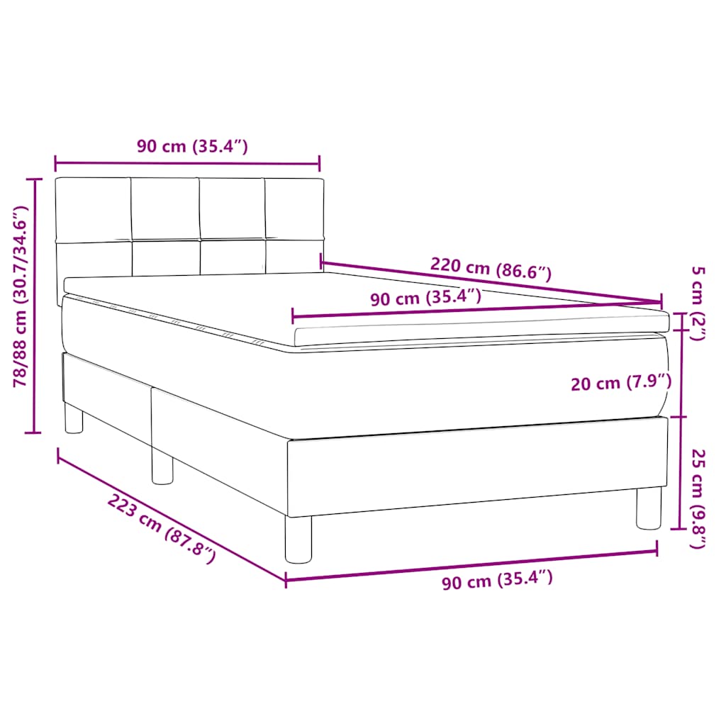 Box Spring Postel S Matrací Samet Světle Šedá