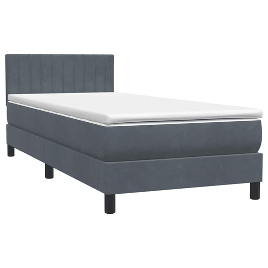 Box Spring Postel S Matrací Samet Tmavě Šedá