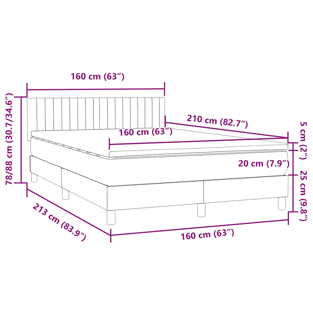 Box Spring Postel S Matrací Samet Světle Šedá