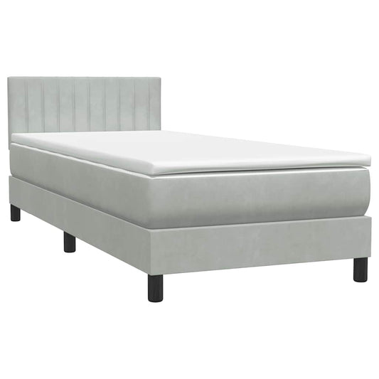 Box Spring Postel S Matrací Samet Světle Šedá
