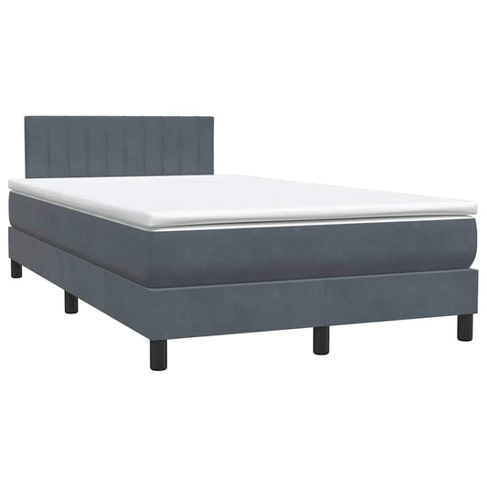 Box Spring Postel S Matrací Samet Tmavě Šedá