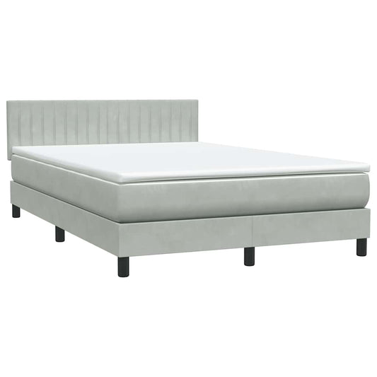 Box Spring Postel S Matrací Samet Světle Šedá