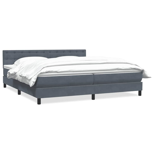 Box Spring Postel S Matrací Samet Tmavě Šedá