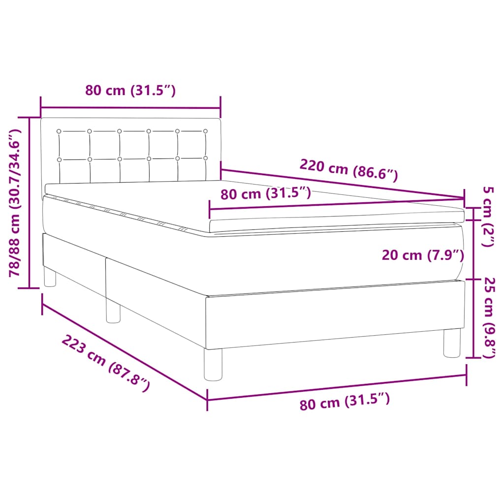 Box Spring Postel S Matrací Samet Světle Šedá