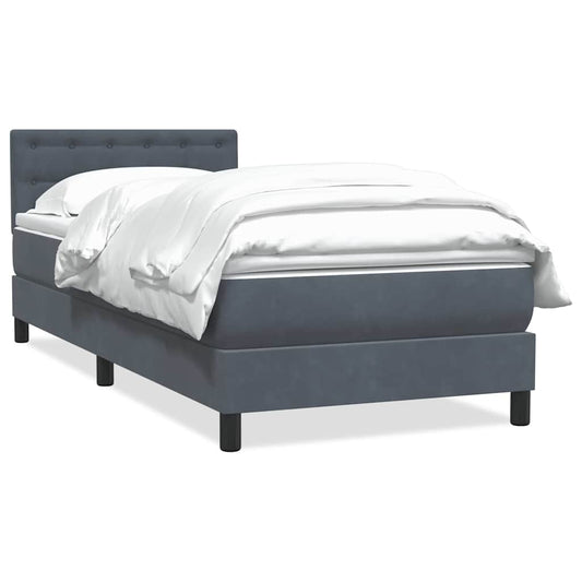Box Spring Postel S Matrací Samet Tmavě Šedá