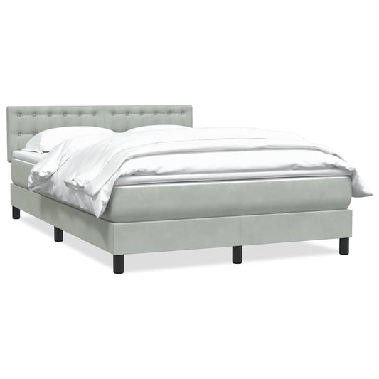 Box Spring Postel S Matrací Samet Světle Šedá